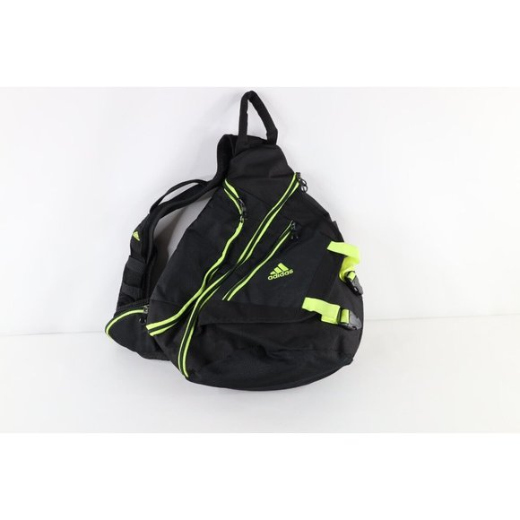 Vintage Adidas Spell Out Crossbody Sling Pack Book Bag Messenger Bag Black Volt